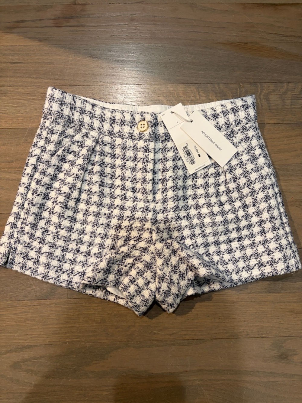 Janie and Jack White & Navy Tweed Houndstooth Shorts